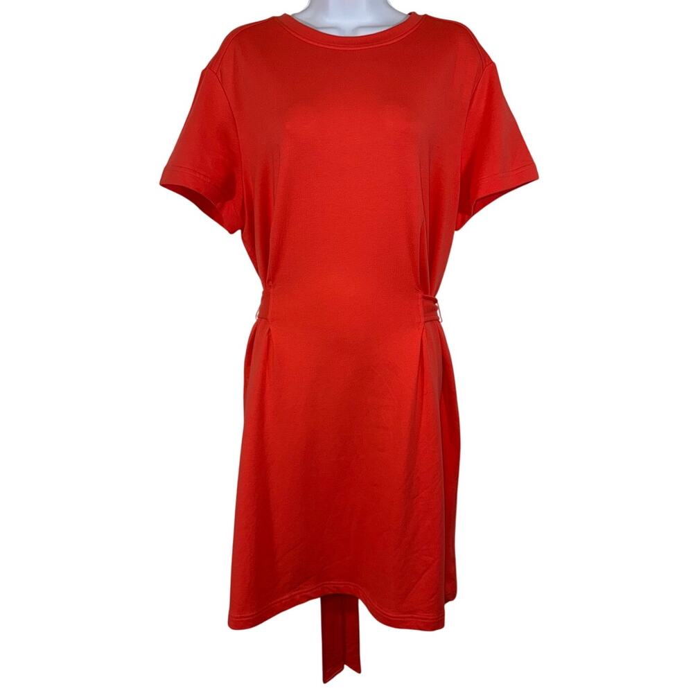 The Limited Orange Tie Around Waist French Terry Dress Womens L NWOT